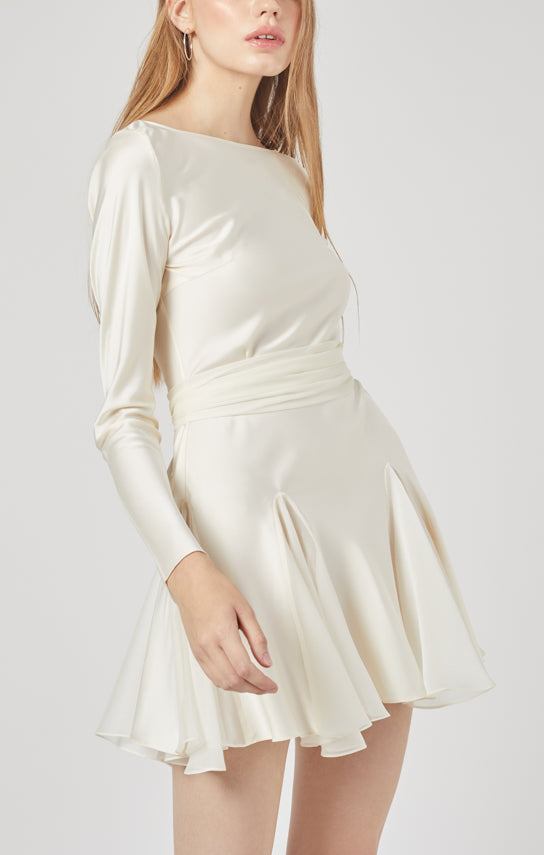 white long sleeve mini dress